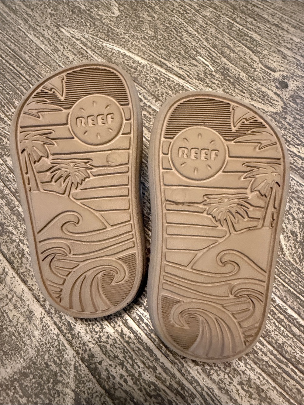 Reef Kids Boys Girls Toddler Baby Beige Slides Sandals - Picture 2 of 4